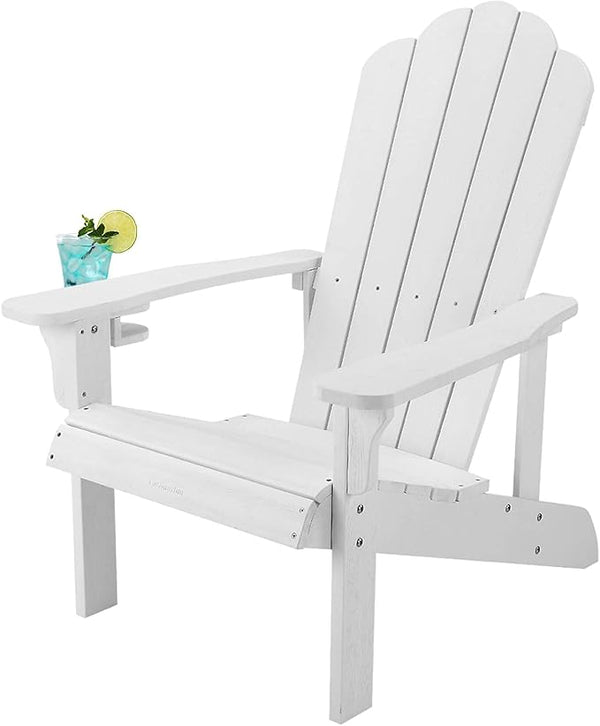 Adirondack Chair Weather Resistant, Hard Plastic Adirondack Chair with Cup Holder - Photo 1