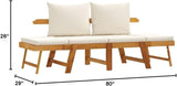 2-in-1 Convertible Garden Bench Cream White Solid Acacia Wood Adjustable Armrests Outdoor Indoor for Patio Garden and - Photo 2