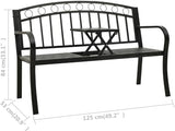 vidaXL Patio Bench with Built-in Table, Industrial Style, Weather-Resistant Powder-Coated Steel Garden Furniture - Black - Photo 9