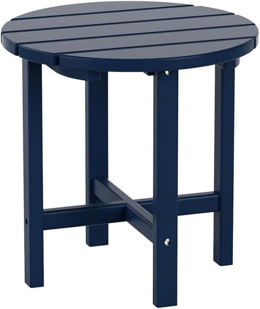 Costaelm Round Outdoor Side Tables, Adirondack Patio Tables for Outside, HDPE Patio End Table Weather Resistant, Balcony Table for Pool, Seaside, Backyard, Porch, Indoor Companion, Navy Blue
