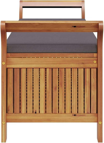 Outdoor Storage Bench with Cushion, Acacia Wood Garden Seat for Patio, Balcony, and Backyard, Weather-Resistant, Spacious Storage Compartment, Easy Assembly
