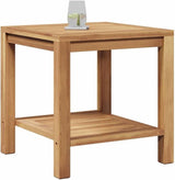 Brown Teak Wood Outdoor Coffee Table 17.7 x 17.7 in Modern Small Patio Table with Hidden Storage for Garden Balcony - Photo 3