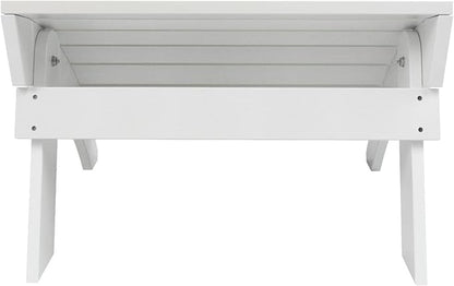 WestinTrends Tuscany Adirondack Ottoman, Real Wood Like Outdoor Ottoman for Patio, All Weather Poly Lumber Folding Ottoman Footrest for Adirondack Chair, White