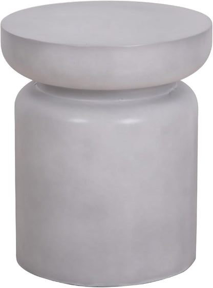 Afterglow Terrafab Concrete Look Side Table End Table Natural Decorative Garden Stools for Living Room Bedroom Patio Home Decor, Size: Ф14.6”* 17”H, Grey