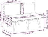 vidaXL Patio Bench 45.3" with Cushions - Solid Acacia Wood - Light Wood & Dark Grey Cushions - Easy Assemble - Outdoor - Photo 3