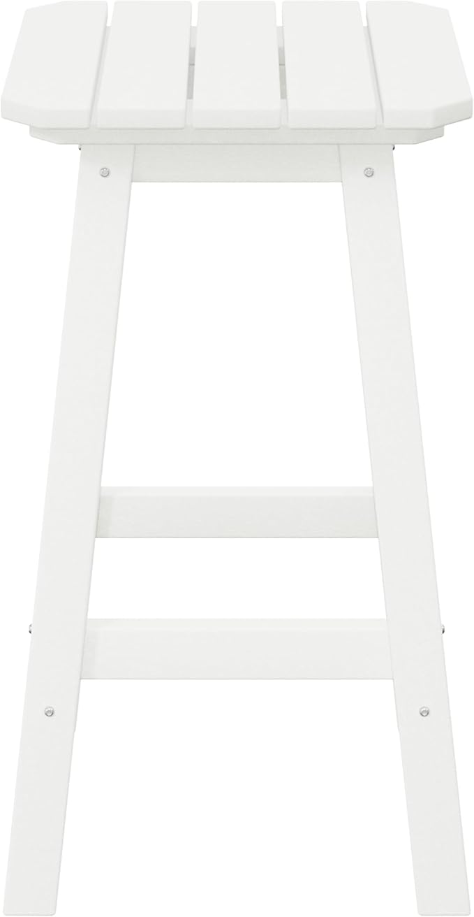 Costaelm 24" Height Outdoor Bar Stools, All-Weather Bar Stools, Adirondack Poly Patio Square Bar Stool for Patio, Deck, Kitchen Counter and Garden, White