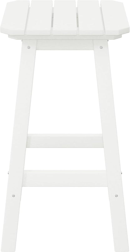 Costaelm 24" Height Outdoor Bar Stools, All-Weather Bar Stools, Adirondack Poly Patio Square Bar Stool for Patio, Deck, Kitchen Counter and Garden, White