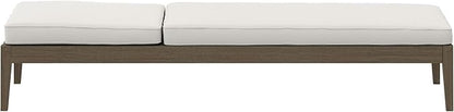 Modway Northlake Teak Outdoor Chaise Lounge Chair in Weathered Gray White – Adjustable Wood Poolside Recliner with All-Weather Cushion
