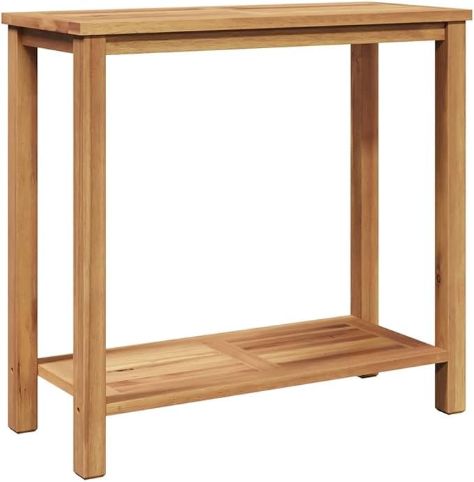 Solid Teak Wood Console Table 33.46 x 13.78 x 29.53 in Brown for Outdoor Patio Garden with Storage Space Modern - Photo 2