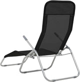 Textilene Folding Sunlounger Set of 2, Black Powder-Coated Steel Frame Outdoor Chaise 55.9"x23.6"x38.2" - Photo 5