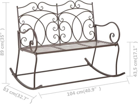 Antique Style,Rocking Seat,Patio Bench,Outdoor Bench,Garden Bench,Park Bench,Front Porch Chair,for Park,Patio,Garden,Front Porch, Balcony,Lawn,Backyard,Poolside,Deck,40.9" Iron Antique Brown