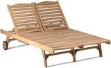 Ash & Ember Hawthorne Grade A Teak Double-Wide Reclining Lounge Chair, Four Adjustable Backrest Positions, Pull-Out Tray - Photo 1