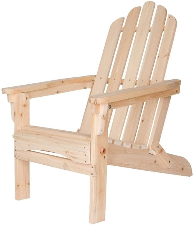 Pemberly Row Traditional Cedar Wood Folding Adirondack Chair, Beige Finish, 37"H x 28"W x 29.5"D, Ergonomic Design, Indoor or Outdoor Patio, Porch, Backyard, Low-Maintenance Moisture-Resistant Wood