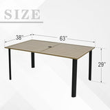 Brush Paint Rectangle Patio Dining Table with Adjustable Umbrella Hole - 63" x 38" x 29" - Photo 2