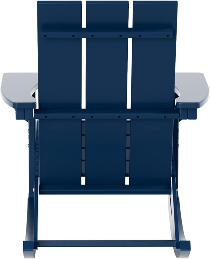 WO WESTIN OUTDOOR HDPE Shoreside Modern Rocking Poly Adirondack Chair (Set of 2),Navy Blue