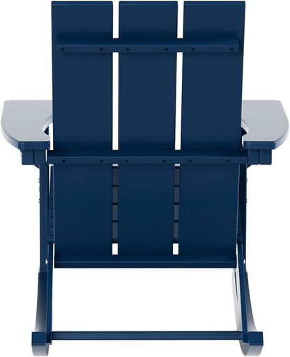 WO WESTIN OUTDOOR HDPE Shoreside Modern Rocking Poly Adirondack Chair (Set of 2),Navy Blue