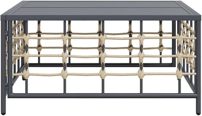 Outdoor PE Rattan Garden Coffee Table, Square Weather-Resistant Patio Side Table with Powder-Coated Steel Frame, Anthracite Modular Accent Furniture for Balcony, Yard, and Terrace