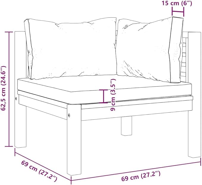 Corner Sofa Cream White Solid Acacia Wood Frame with Water-Resistant Finish and Modular Design - Photo 2