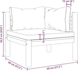 Modular Outdoor Sectional Corner Unit, 27.2" Acacia Wood Patio Furniture, Dark Grey Breathable Cushions - Photo 7