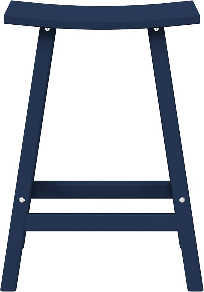 WestinTrends Malibu 24 Inch Outdoor Bar Stools, All Weather Resistant Poly Lumber Adirondack Counter Height Stools, Navy Blue