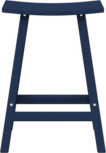 WestinTrends Malibu 24 Inch Outdoor Bar Stools, All Weather Resistant Poly Lumber Adirondack Counter Height Stools, Navy Blue
