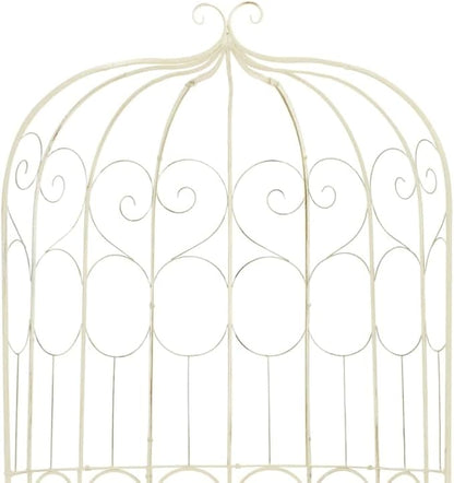 Wrought Iron Garden Bench, 2-Seater Outdoor Metal Seat for Patio, Porch, Lawn and Backyard, Antique White Decorative Traditional Style, 440 lbs Capacity