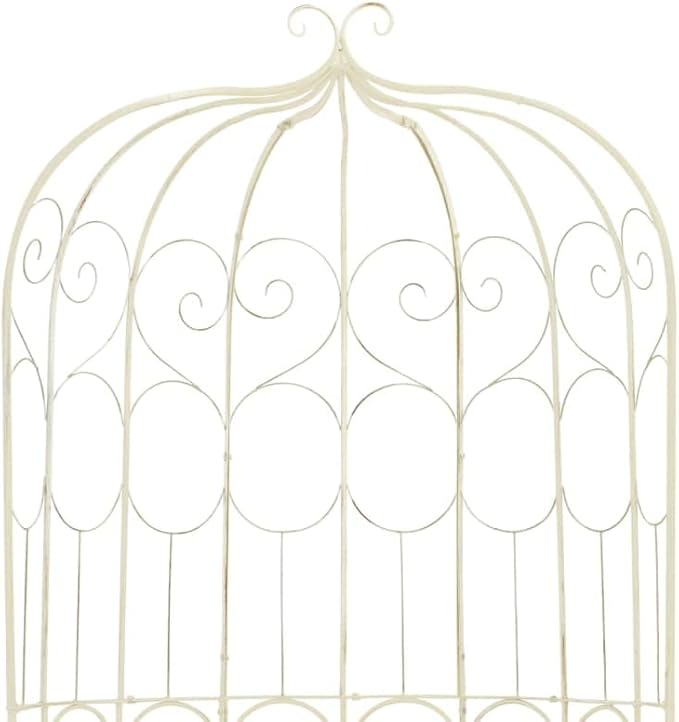 vidaXL Garden Bench Antique White Wrought Iron Medium Decorative Inlays