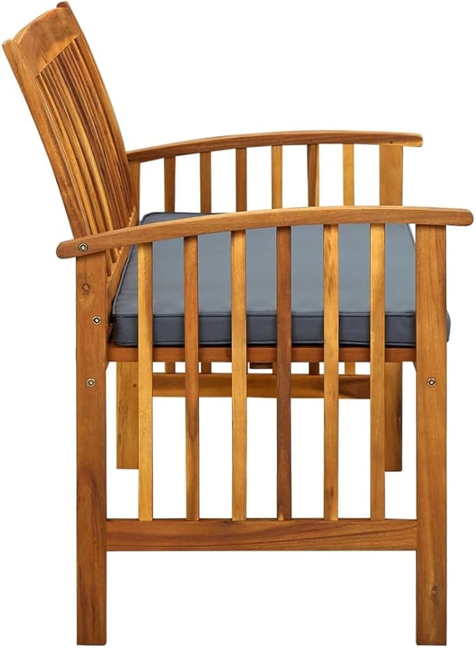 Farmhouse Style, Patio Bench,Garden Bench,Park Bench,Outdoor Bench, Front Porch Chair,Suitable for Garden,Patio,Porch, Poolside,Balcony,Lawn,Park,Deck,with Cushion 46.9" Solid Acacia Wood