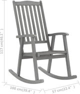 Outdoor Rocking Chair with Anthracite Cushions, Solid Acacia Wood Vintage Rocker with High Backrest for Patio, Porch - Photo 2