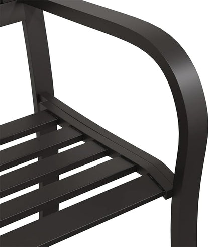 Garden Bench, Outdoor Rectangular Steel Bench with Plastic Seat 49.2 Inch Long Powder-Coated Black Metal for Garden Patio Balcony