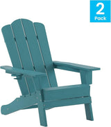 Flash Furniture Newport Adirondack Chairs with Cup Holders, Weather Resistant Poly Resin Adirondack Chairs, Set of 2 - Photo 3