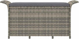 Grey Polyethylene Rattan Garden Bench, Weatherproof Outdoor Seating with Storage, Patio Furniture for 2 People - Photo 5