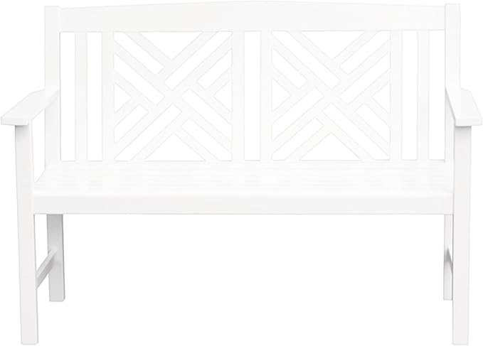Achla Designs Fretwork Garden Bench, 4 ft White