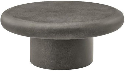 Modway Argos Round Concrete Coffee Table in Gray - Cement Low Coffee Table for Sitting on The Floor - Weather Resistant Stone Patio Coffee Table - Indoor Outdoor 34 Inch Center Table