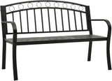 Modern Garden Bench with Table Black Powder-Coated Steel Durable Outdoor Furniture Compact Design for Limited Spaces - Photo 3