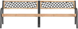 94 in Brown Fir Wood Outdoor Garden Bench, 2-Seat Patio Seating with Steel Frame - Photo 4