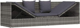 Garden Bed Grey PE Rattan 78.7x23.6 in Adjustable Armrests with Thick Cushions for Patio Poolside Relaxation Durable - Photo 4