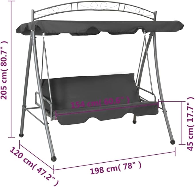 Outdoor Convertible Swing Bench with Adjustable Canopy, 2-Person Porch Swing Bed - Photo 5