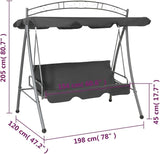 Outdoor Convertible Swing Bench with Adjustable Canopy, 2-Person Porch Swing Bed - Photo 5