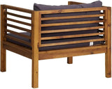 Dark Grey Acacia Patio Armchair 27.2 x 28.7 x 24.6 in Solid Wood Frame with Weather-Resistant Cushions Modern Outdoor - Photo 6