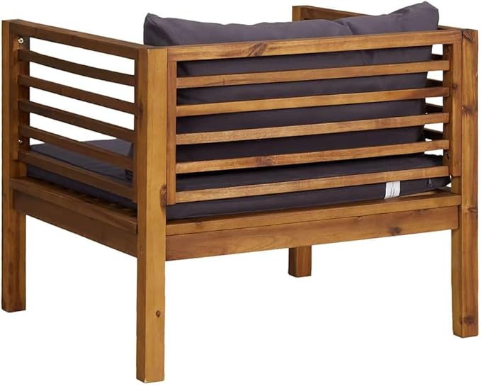 Dark Grey Patio Chair with Solid Acacia Wood Frame - Photo 5