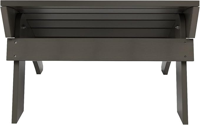 WestinTrends Tuscany Adirondack Ottoman, Real Wood Like Outdoor Ottoman for Patio, All Weather Poly Lumber Folding Ottoman Footrest for Adirondack Chair, Charcoal Gray