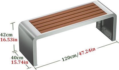 2-Person Outdoor Metal Garden Bench, Weatherproof Backless Design with Wood-Plastic Slatted Seat, Perfect for Parks, Gardens, Patios & Schools (47.24in / 120cm)