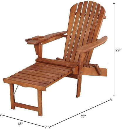 W Home SW2005WN Built-in Ottoman Adirondack Chair, Walnut