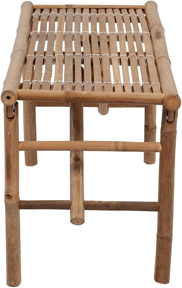 Natural Bamboo and Polyester Foldable Garden Bench with Removable Cushion, 46.5 Inch Outdoor Patio Furniture for Two Adults, Weather-Resistant Foldable Design for Easy
