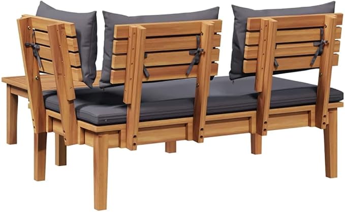2-Piece Brown Solid Teak Wood Garden Bench Set with Post Leg Design for Patio and Terrace, Durable Outdoor Furniture with Modern Simplicity and Rustic Farmhouse Style,