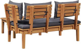 2-Piece Brown Solid Teak Wood Garden Bench Set with Post Leg Design for Patio and Terrace - Photo 7