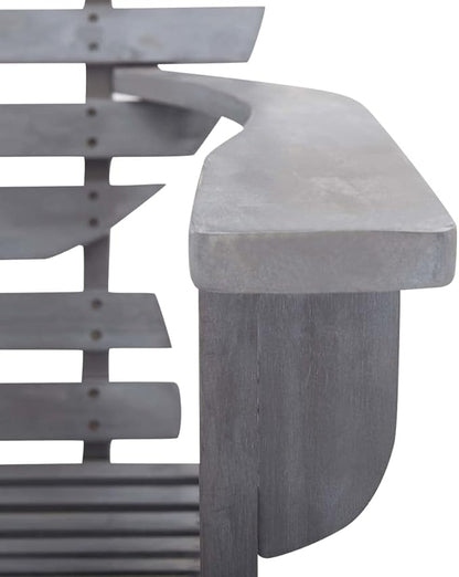 Gray Solid Acacia Wood Adirondack Chair Lightweight Outdoor Furniture Easy to Move for Patio Garden Balcony Relaxation Comfortable Seating