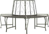 Silver Grey Steel Half-Round Tree Bench Outdoor Seating for Garden Patio Park Durable Waterproof Metal 3-Person - Photo 1