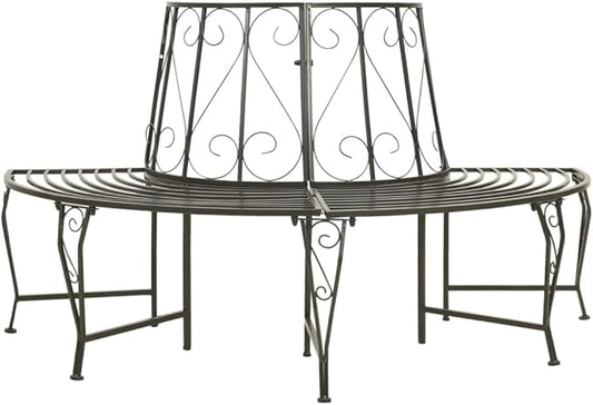 Garden Bench Deck Bench Patio Half Round Tree Bench 63" Steel